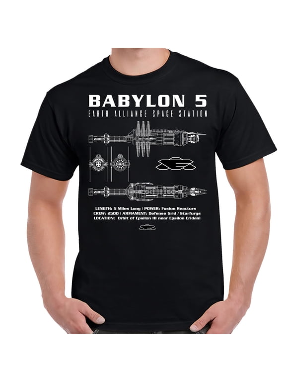 Babylon 5 Space Station Schematic Adult Shirt-Small