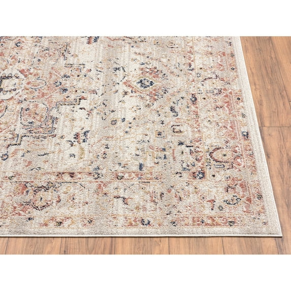 Babylon Indoor Vintage Rectangle Abstract Rug Beige 5'3"x7'6" Latex Free 8' x 10' Living Room,Bedroom Rectangle