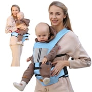 Babyltrl 6-in-1 Baby Carrier with Hip Seat,Ergonomic Infant Carrier Backpack,Breathable Wrap Seat for Newborn Toddlers up to 44 lbs,Blue