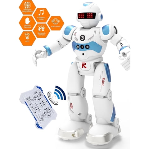 Babyltrl Remote Control Intelligent Robot Toys for Kids,Gesture Control Programmable Smart Educational Robot Toy with 6 Stories for Ages 3+ Boys Girls,Blue