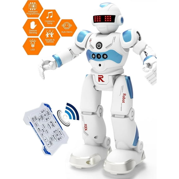 Babyltrl Remote Control Intelligent Robot Toys for Kids,Gesture Control Programmable Smart Educational Robot Toy with 6 Stories for Ages 3+ Boys Girls,Blue