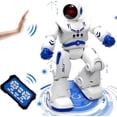 thumbnail image 1 of Remote Control Robot Toys for Kid,RC Smart Robot with Walking Singing Dancing,Intelligent Gesture Sensing & Educational Programmable,for Ages 3 and up,Blue, 1 of 9