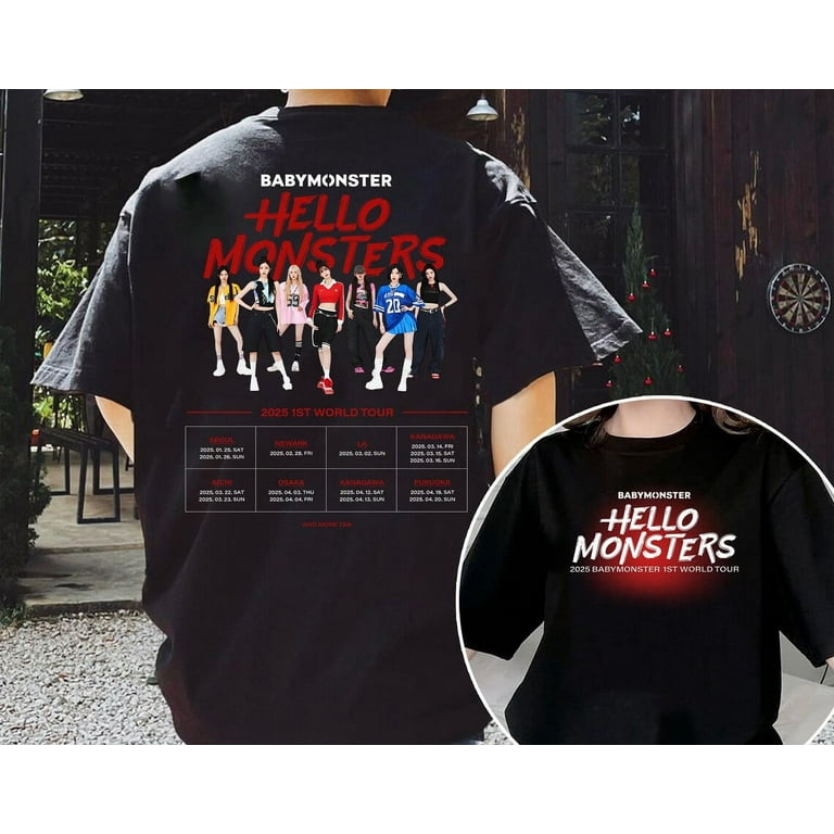 BABYMONSTER【HELLO MONSTER】ソウルコン　Tシャツ【黒】 Babymonster Hello Monster World Tour 2025 Shirt, Babymons7er