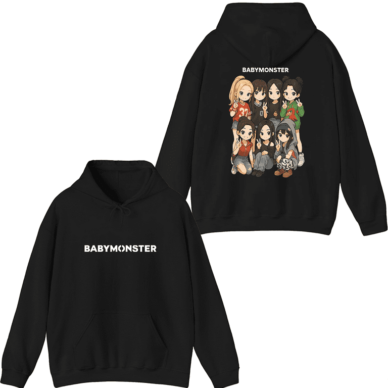 BABYMONSTER Monster Hoodie パーカー　Lサイズ Babymonster Merch Cartoon Monsters illustration Hoodie Men