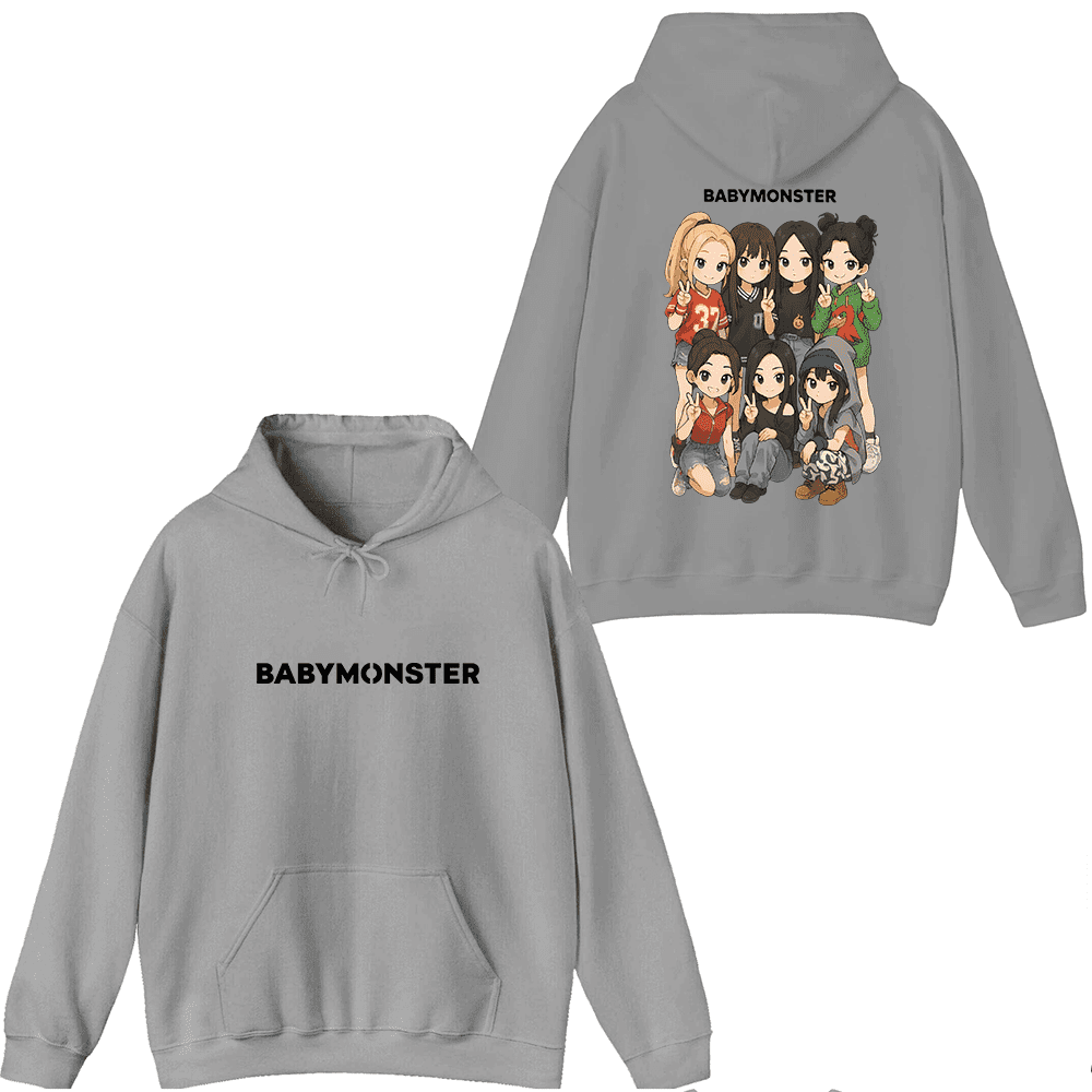BABYMONSTER Monster Hoodie パーカー　Lサイズ Babymonster Merch Cartoon Monsters illustration Hoodie Men
