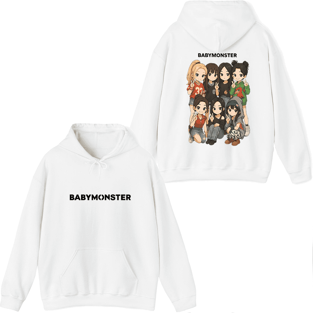 Babymonster Merch Cartoon Monsters illustration Hoodie Men