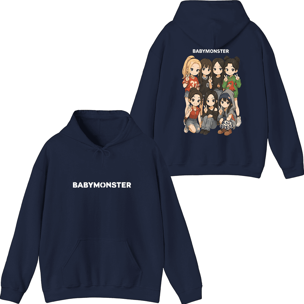 BABYMONSTER ベビモン HOODIE スウェット ブルー Lサイズ BABYMONSTER HELLOMONSTERS SWEAT HOODIE Official MD HOODIE