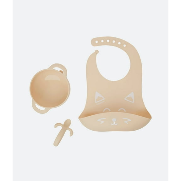 Babymoov First'Isy 3-Piece Non-Slip Mealtime Set with Fork and Spoon, 100% Silicone,