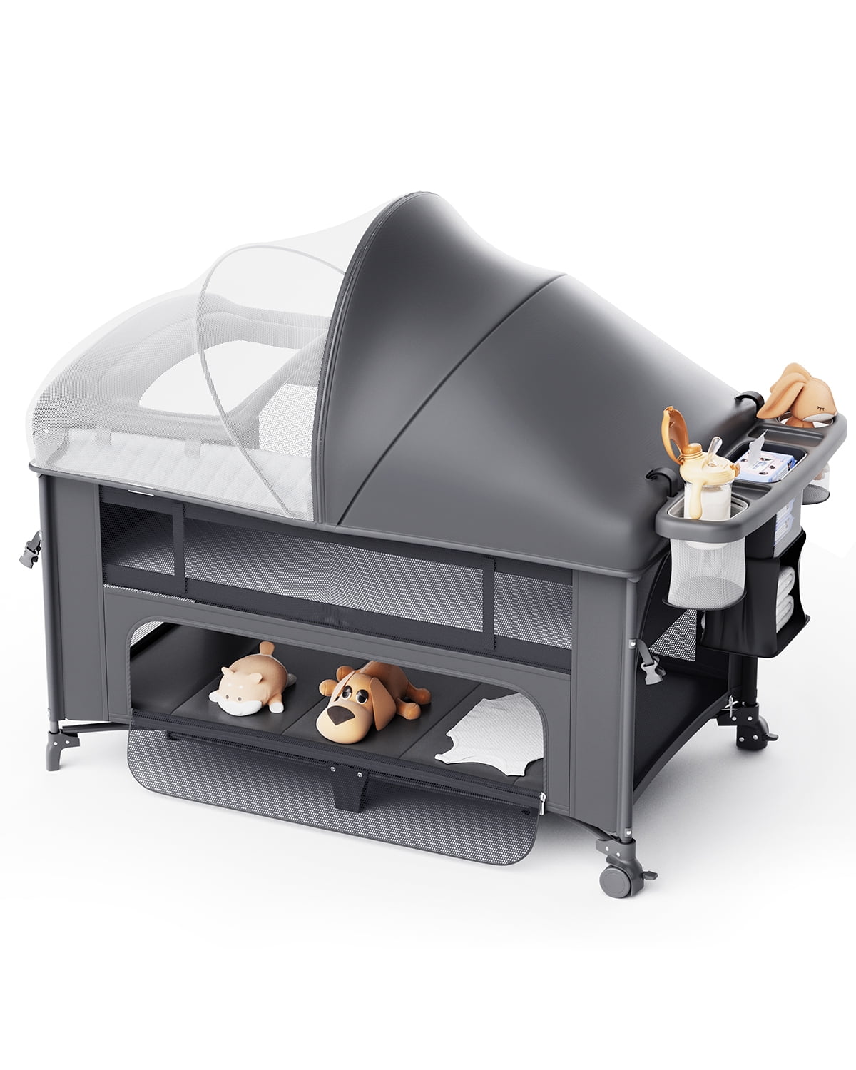 FUFU&GAGA Deluxe Nursery Center, Bassinet Playard, Mattress FUFU&GAGA Deluxe Nursery Center, Bassinet Playard, Mattress