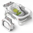 thumbnail image 1 of Babyomi Baby Bathtub Portable Baby Tub with Cute Bear Thermometer and Showerhead Holder, Bath Tub Thermostatic Drain Plug and No-Slip Feet Design to Newborn, Grey, 1 of 5