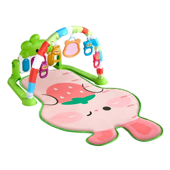 Babyomi Baby Gym Play Mat, 3 in 1 Baby Activity Gym with Lights Fun Piano and Toy, Music, Gaming, Activity Tummy Time Mat for 0-18 Months, Green