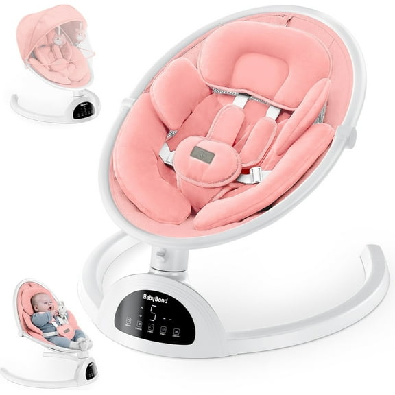 Babyomi Baby Swing for Infant, Electric Bluetooth Swing Rocker with 5 Sway Speeds& 10 nursery rhyme , Pink