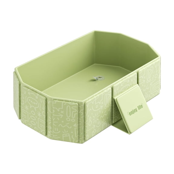 Babyomi Collapsible Baby Bathtub with a Drain Plug, portable bath seat with Non-Slip Base, Suitable for Newborns to Toddlers, Easy Storage and Clean, Heat-Resistant, Green