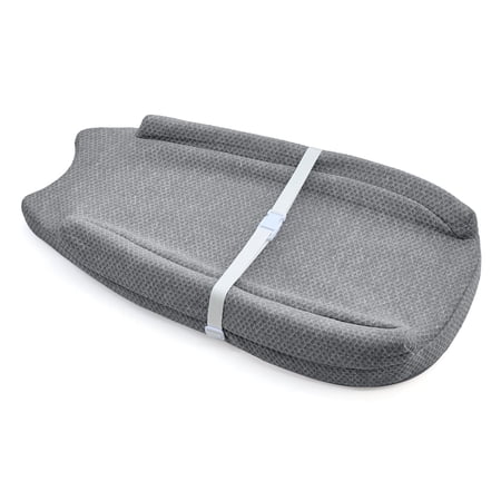Babyomi Diaper Changing Pad with Anti-roll Edge and Adjustable Seat Belt, Anti Slip Base, Changing Pads for Newborns and Infants, Mid Gray,1 piece.