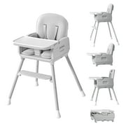 Babyomi 3-in-1 foldable Baby high chair, convertible highchairs for babies and toddlers with Adjustable Legs & Dishwasher Safe Tray, for6 months to 5 years old，Grey
