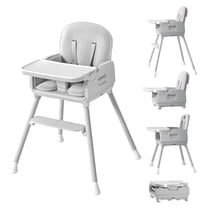 Babyomi 3-in-1 foldable Baby high chair, convertible highchairs for babies and toddlers with Adjustable Legs & Dishwasher Safe Tray, for6 months to 5 years old,Grey