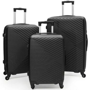 BABYQUEEN 3 Piece Luggage Set,Hardside Suitcase Set with Spinner Wheels Hardshell Luggage Set 20/24/28inch with TSA Lock,Black