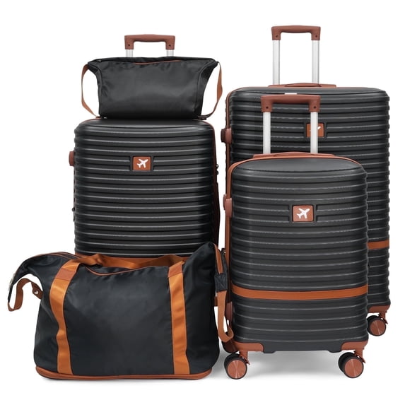 5 Piece Luggage Sets Hardshell Babyqueen Nesting Spinner Suitcases with Carry on Checked Duffel and Toiletry Bag TSA Lock Lightweight for School Family Travel