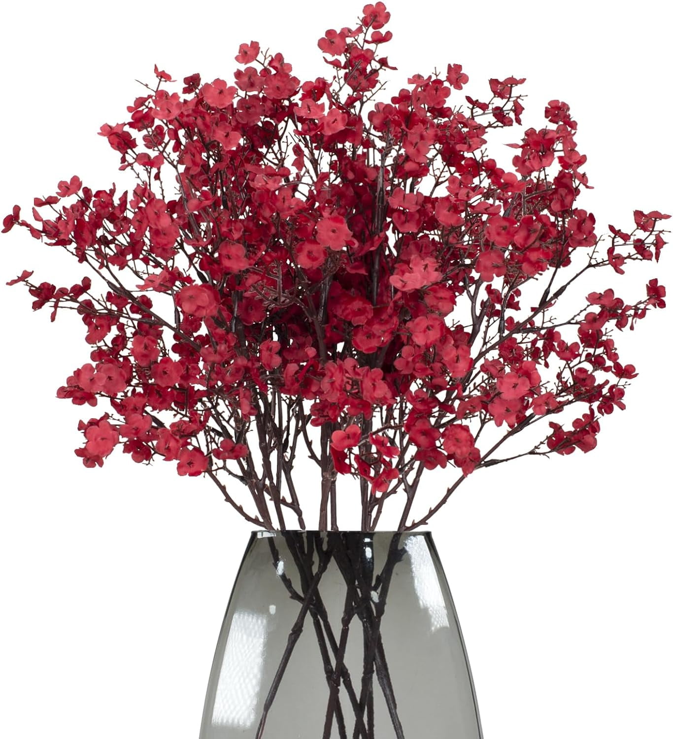 Babys Breath 8 Bundle Real Touch Artificial Flowers Fake Silk Flower Gypsophila Wedding Party Decoration Home Decor(Burgundy)
