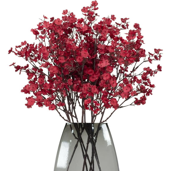 Babys Breath 8 Bundle Real Touch Artificial Flowers Fake Silk Flower Gypsophila Wedding Party Decoration Home Decor(Burgundy)