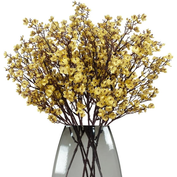 Babys Breath 8 Bundle Real Touch Artificial Flowers Fake Silk Flower Gypsophila Wedding Party Decoration Home Decor(Burgundy)