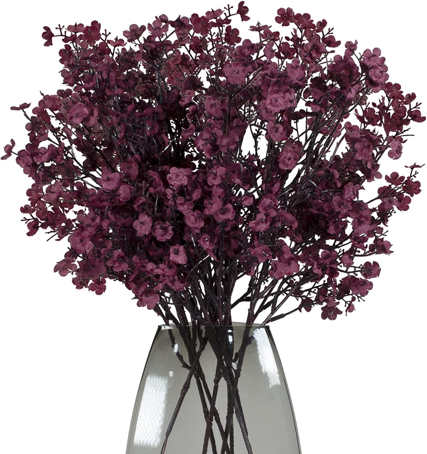 Babys Breath 8 Bundle Real Touch Artificial Flowers Fake Silk Flower Gypsophila Wedding Party Decoration Home Decor(Burgundy)