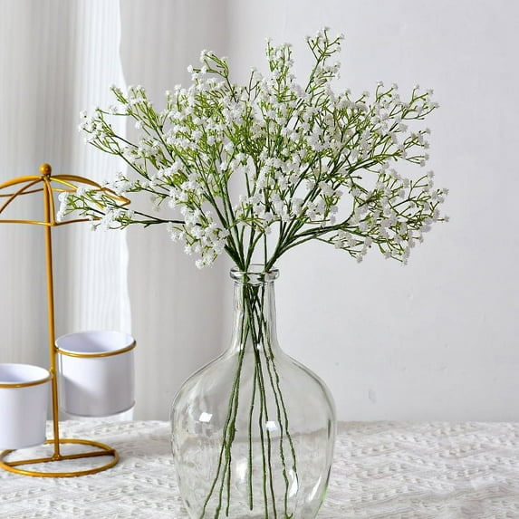 Babys Breath Artificial Flowers, 6Pcs Fake White Babys Breath Flowers Artificial Bulk, Real Touch Faux Babies Breath Gypsophila Bouquet for Wedding Floral Arrangement Party Decor