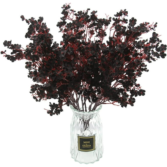 Babys Breath Artificial Flowers Black Fake Silk Flowers for Halloween Home Decor Floral Arrangement Table Centerpieces (, Black)