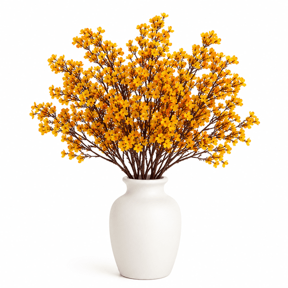 Fall Babys Breath Artificial Flowers Fall Silk Gypsophila Flowers Decor for Fall Home Floral Arrangement Table Centerpieces, 18.7inch (6pcs, Yellow)