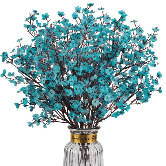 Babys Breath Artificial Flowers Real Touch Fake Flowers Silk Flowers for Spring Wedding Decor Indoor Floral Arrangement Table Centerpieces Home Decor,Delicate Cherry Blossom Design,Blue-A,19.3"