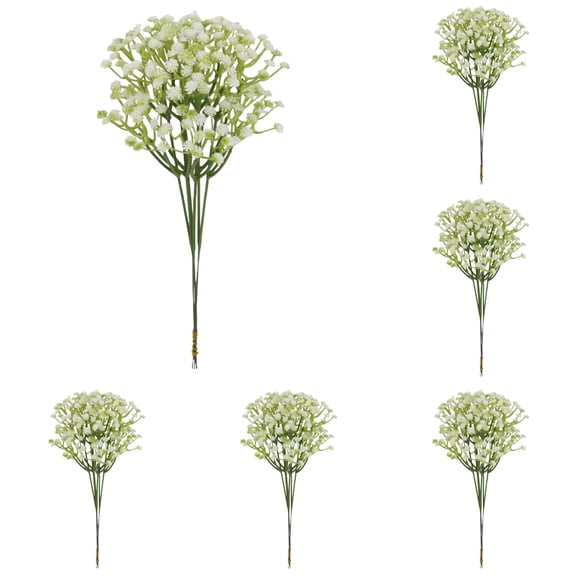 Babys Breath Artificial Flowers, Real Touch Faux Babies Breath Gypsophila Bouquet, Fake Babys Breath Flowers Artificial for Vase Bouquets Wedding Floral Arrangement Party Decor White Green