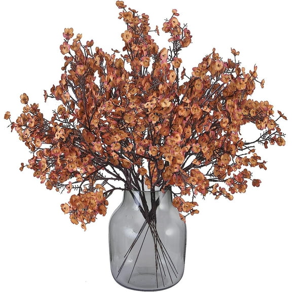 Babys Breath Fabric Cloth Artificial Flowers Fake Gypsophila Bouquet Faux Silk Floral for Bulk Real Touch Fall Flower Arrangements Kitchen Wedding Home Decor (Coral red)