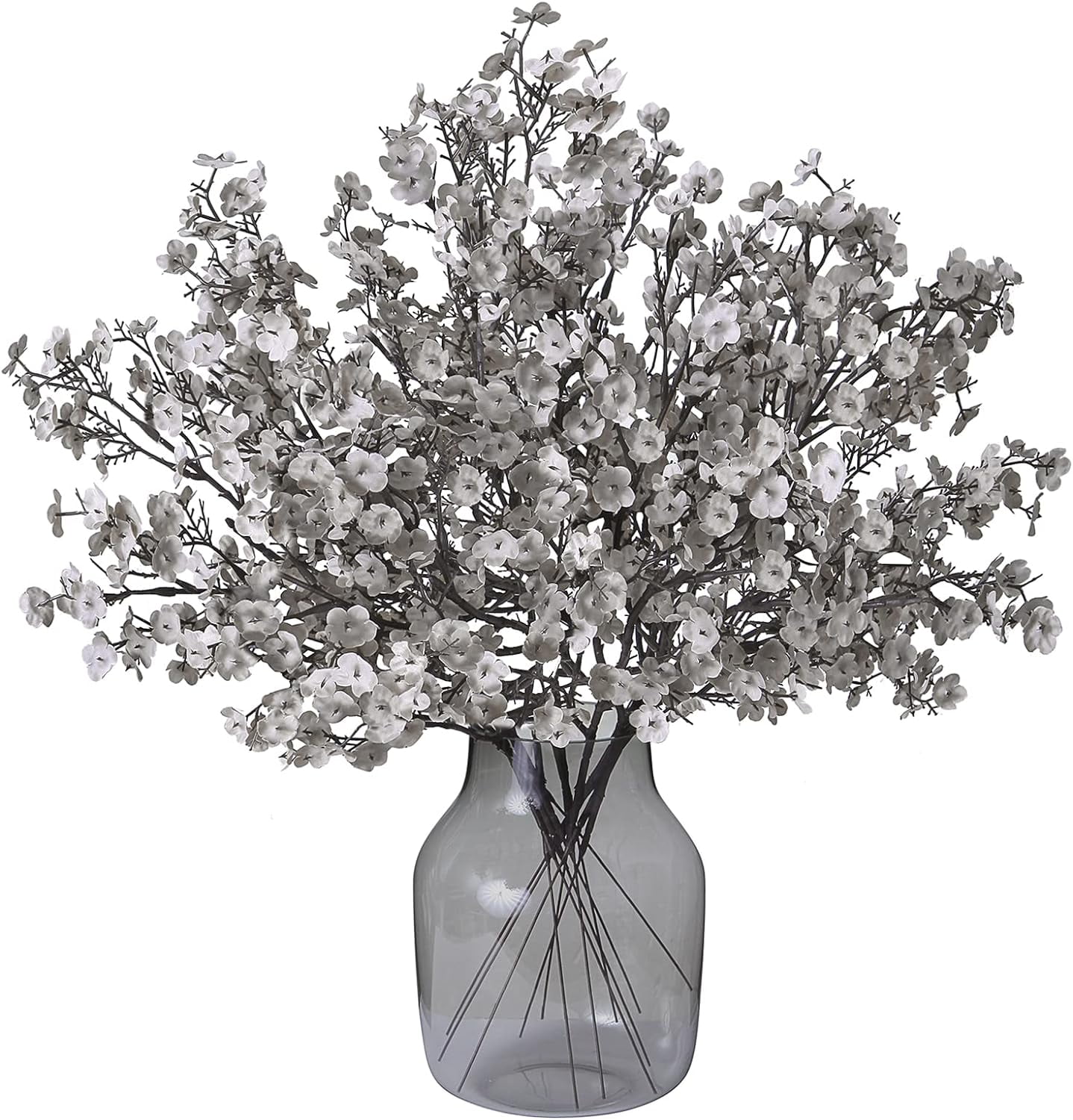 Babys Breath Fabric Cloth Artificial Flowers Fake Gypsophila Bouquet Faux Silk Floral for Bulk Real Touch Fall Flower Arrangements Kitchen Wedding Home Decor (Grey)