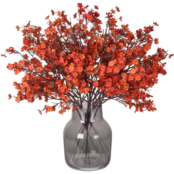 Babys Breath Fabric Cloth Artificial Flowers Fake Gypsophila Bouquet Faux Silk Floral for Bulk Real Touch Fall Flower Arrangements Kitchen Wedding Home Decor (Coral red)