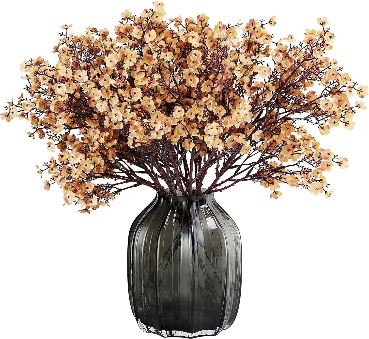 Babys Breath Silk Artificial Flowers 12 Bundle European Fake Plants Decor Fall Decoration Bouquets DIY Home Garden (Beige Brown-12pcs)