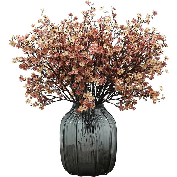 Babys Breath Silk Artificial Flowers 6 Bundle European Fake Plants Decor Wedding Party Fall Stems Decoration Bouquets DIY Home Garden (Beige Brown-6pcs)