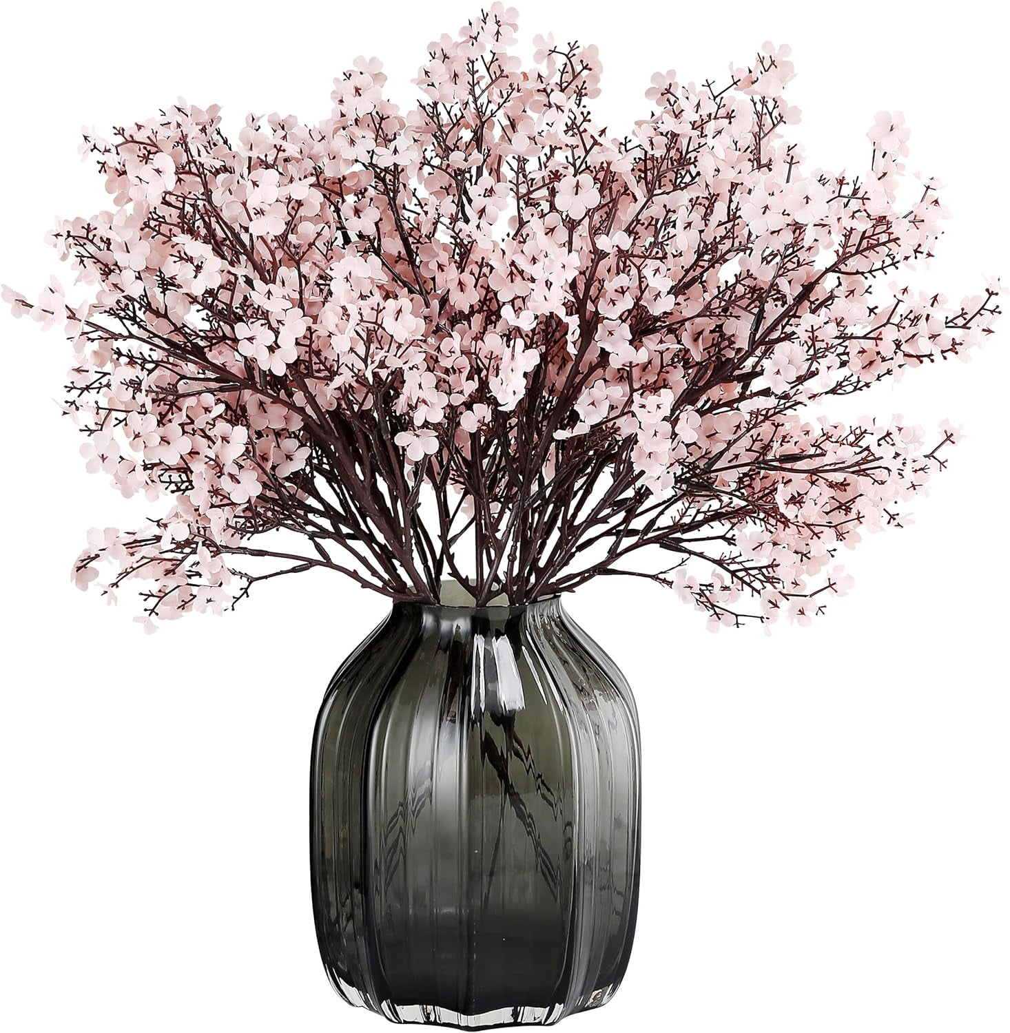 Babys Breath Silk Artificial Flowers 6 Bundle European Fake Plants Decor Wedding Party Fall Stems Decoration Bouquets DIY Home Garden (Beige Brown-6pcs)