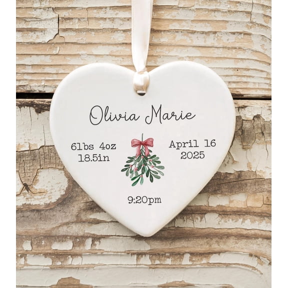 Babys First Christmas Ornament 2025 Personalized Baby Stats Keepsake, Custom Newborn Ornament