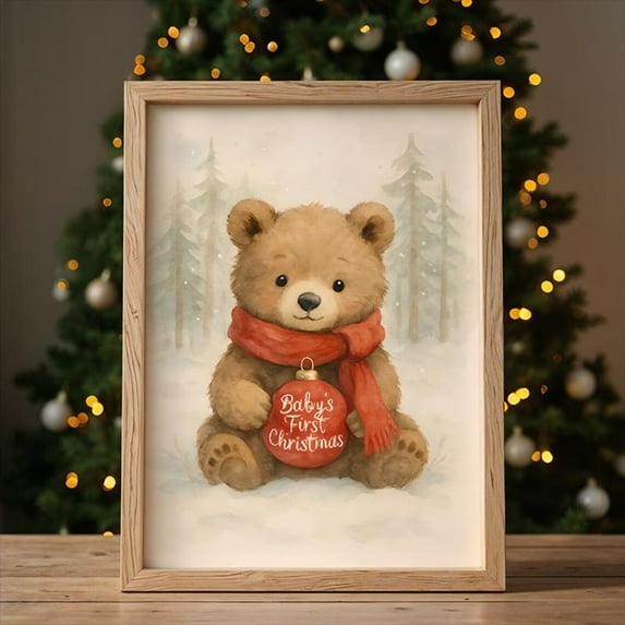 Babys First Winter Festive Wall Art Winter Festive Nursery Print New