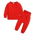 thumbnail image 1 of Babys Girls Boys Spring and Autumn Style Round Neck Long Sleeve Trousers Belly Protection High Waist Sports Casual Suit 2-8Y, 1 of 4