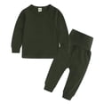 thumbnail image 1 of Babys Girls Boys Spring and Autumn Style Round Neck Long Sleeve Trousers Belly Protection High Waist Sports Casual Suit 2-8Y, 1 of 4