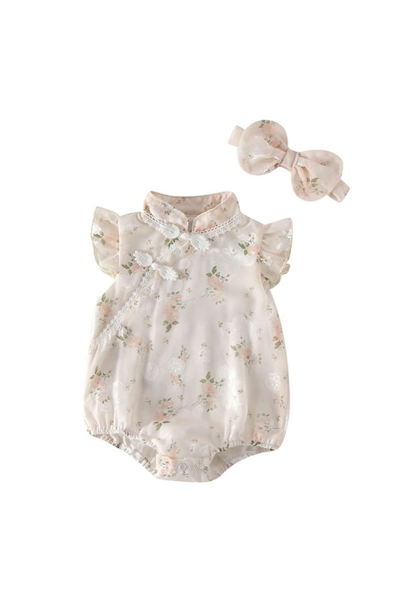 Babys Girls Summer Romper Short Sleeve Clothes Clothes Romper Bodysuit With Headband Outfits Organic Baby Clothes Preemie