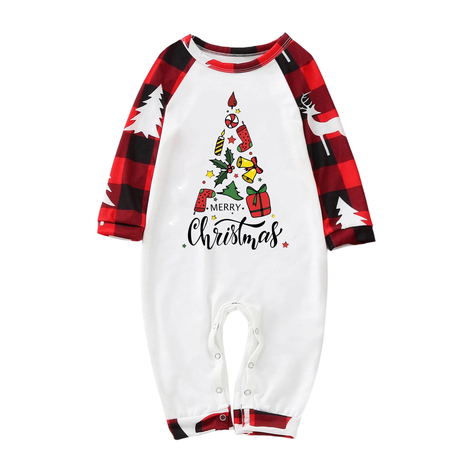 Babys Merry Christmas Sets Red Prints Hooded Zipper Jumpsuit Family