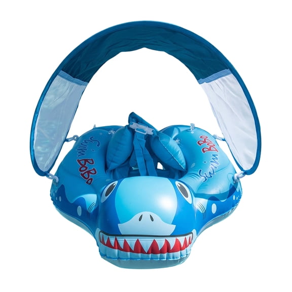 Babys Pool Float, 52X48CM Babys Float with Canopy Removable | UV Protection, Anti Tipping Infant Pool Float, Inflatable Babys Swim Float, for Swimming Supplies