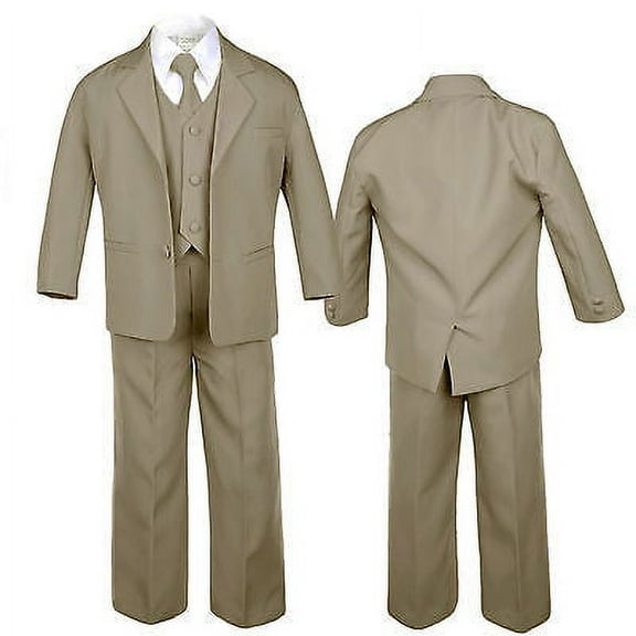 Babys Toddler Kids Boys Formal Wedding Dark Khaki Taupe Suits Vest 5pc Sets S-20