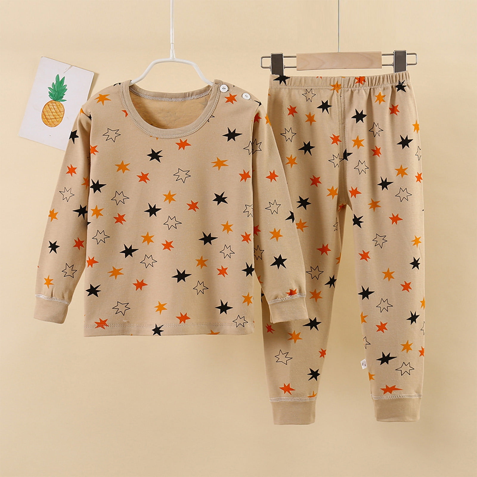 Babys TwoPiece Clothes 2 To 12 Years Old, Velvet Thermal Underwear Set