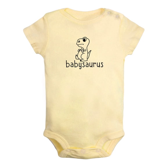 Babysaurus Novelty Rompers For Babies, Newborn Baby Unisex Bodysuits, Infant Jumpsuits, Toddler 0-24 Months Kids One-Piece Oufits (Yellow, 0-6 Months)