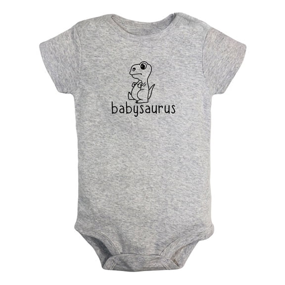 Babysaurus Novelty Rompers For Babies, Newborn Baby Unisex Bodysuits, Infant Jumpsuits, Toddler 0-24 Months Kids One-Piece Oufits (Gray, 0-6 Months)