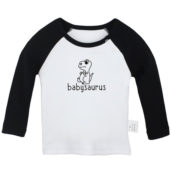 Babysaurus Novelty T shirt For Baby, Newborn Babies T-shirts, Infant Tops, 0-24M Kids Graphic Tees Clothing (Long Black Raglan T-shirt, 18-24 Months)