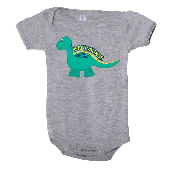 Babysaurus one-piece bodysuit, Baby Dinosaur Romper Infant bodysuit - Deep Heather CA165DINO S1 6-12